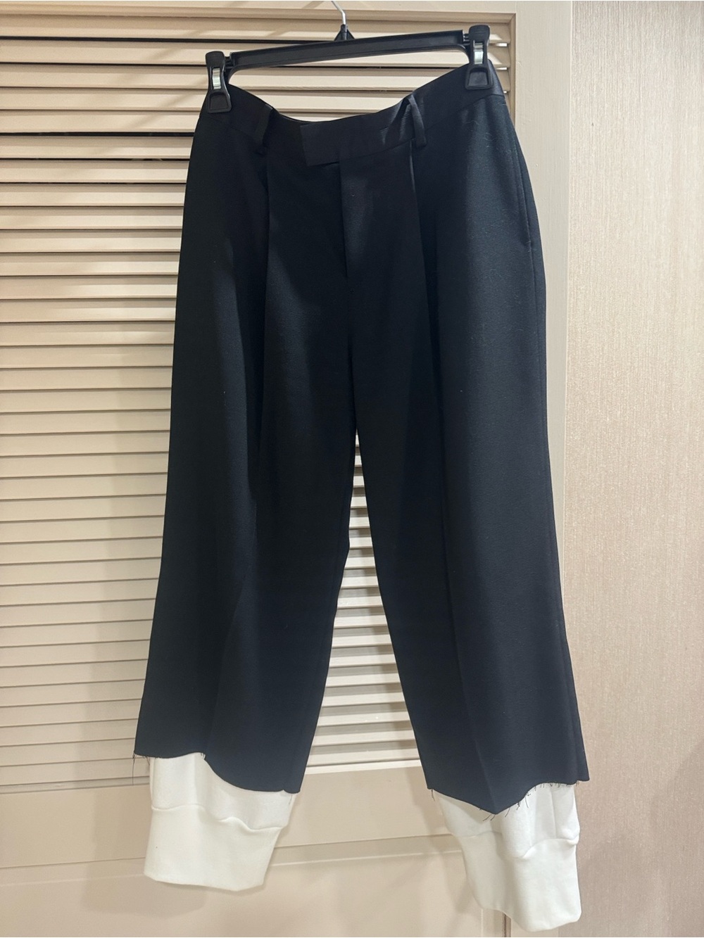 Undercover Black Wide-Leg Pants with White Cuffs